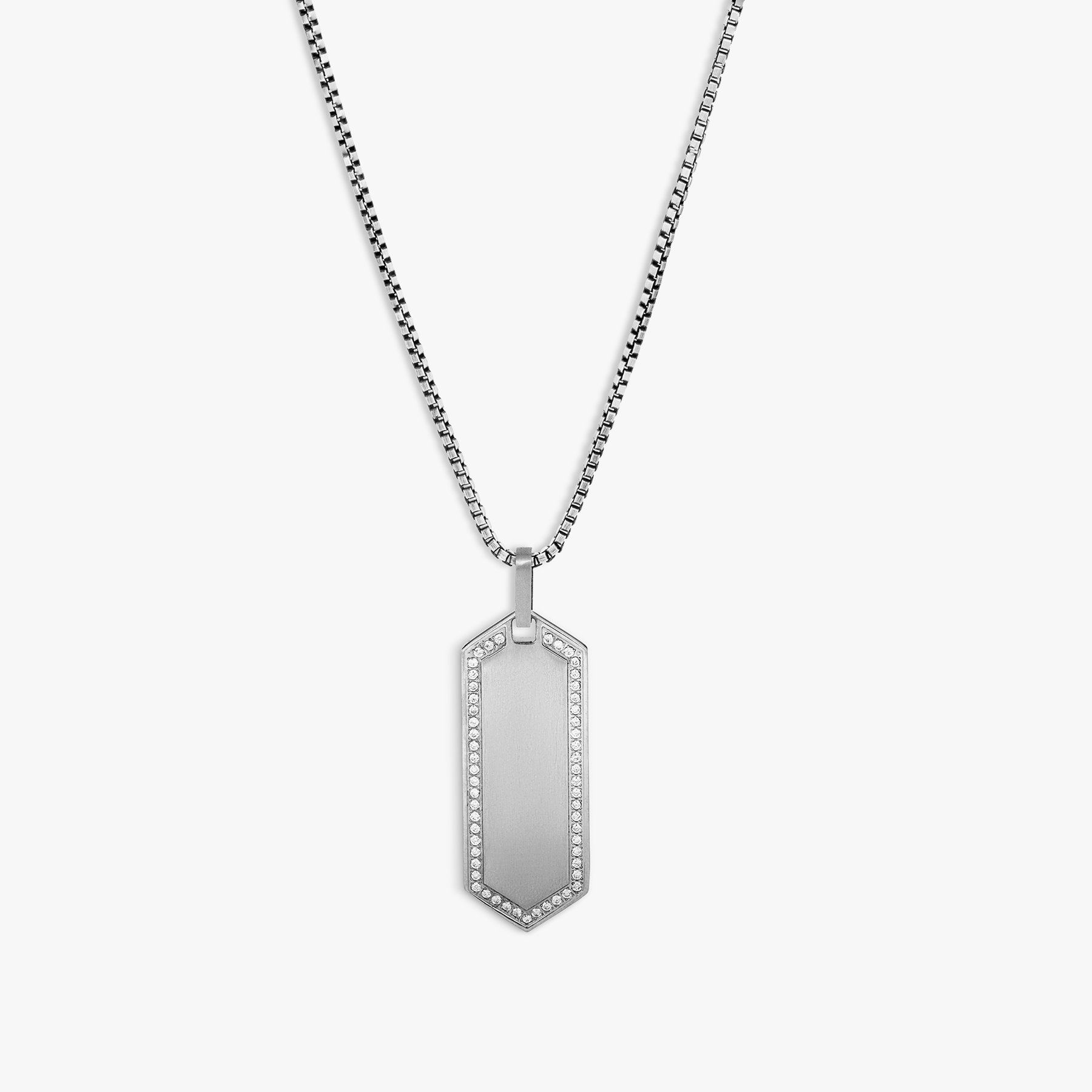 Automobili Lamborghini Hex Necklace In Titanium With White Diamonds