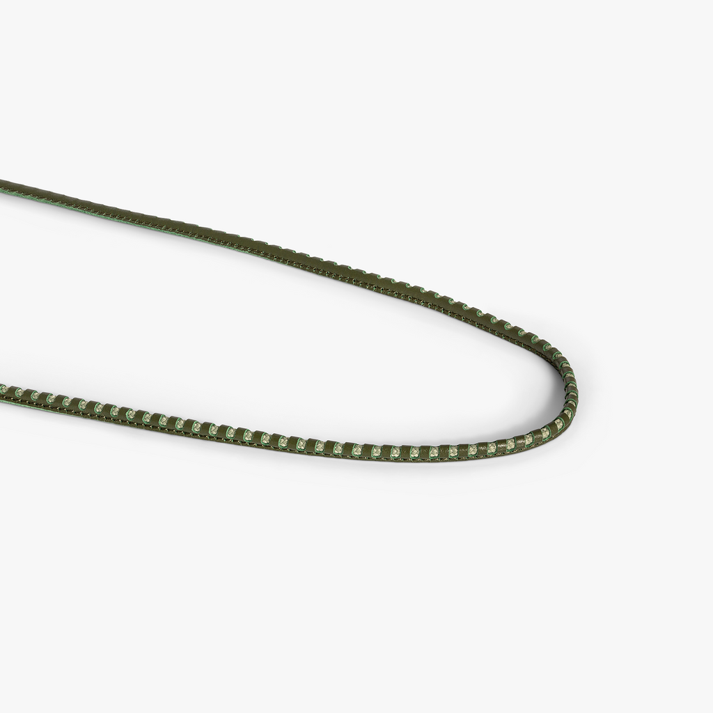 Mini Pop Perforated Pelle Necklace in Khaki Green