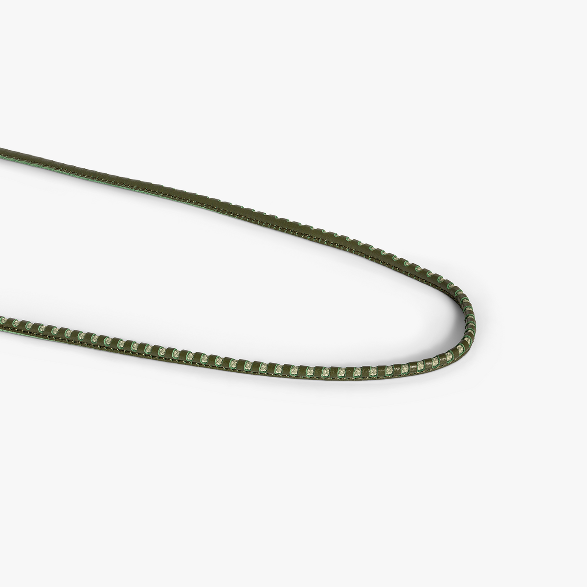 Mini Pop Perforated Pelle Necklace in Khaki Green