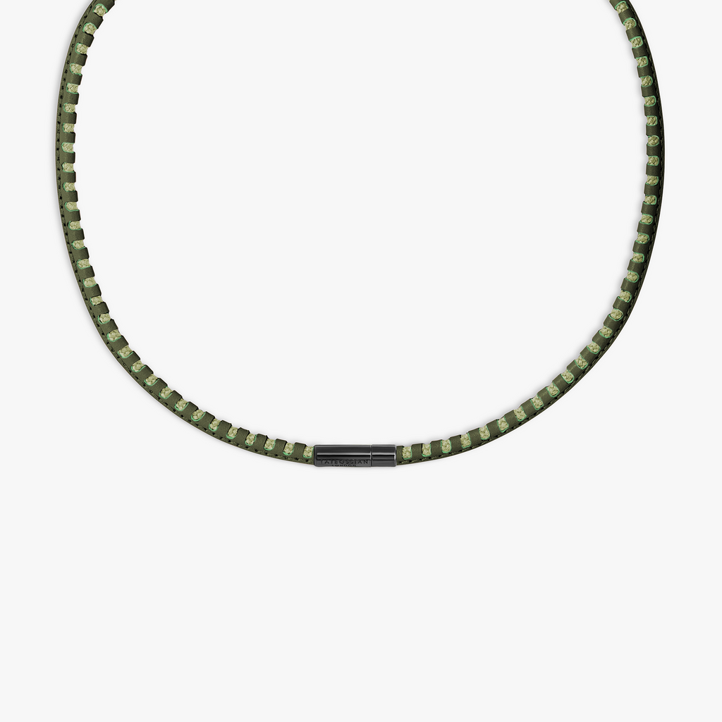 Mini Pop Perforated Pelle Necklace in Khaki Green