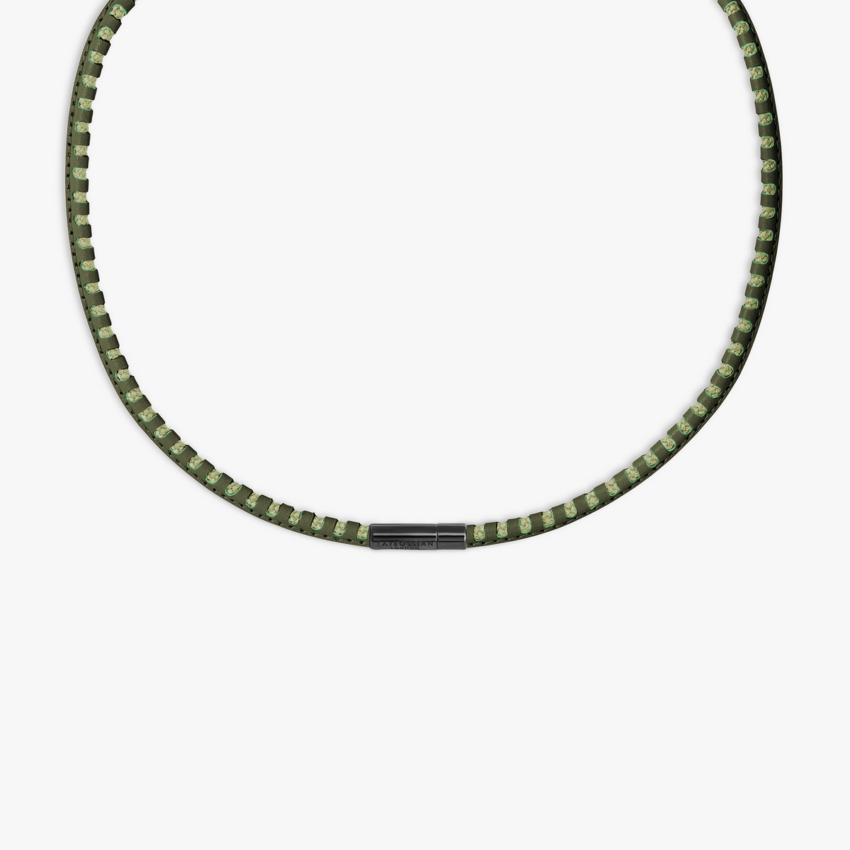Mini Pop Perforated Pelle Necklace in Khaki Green