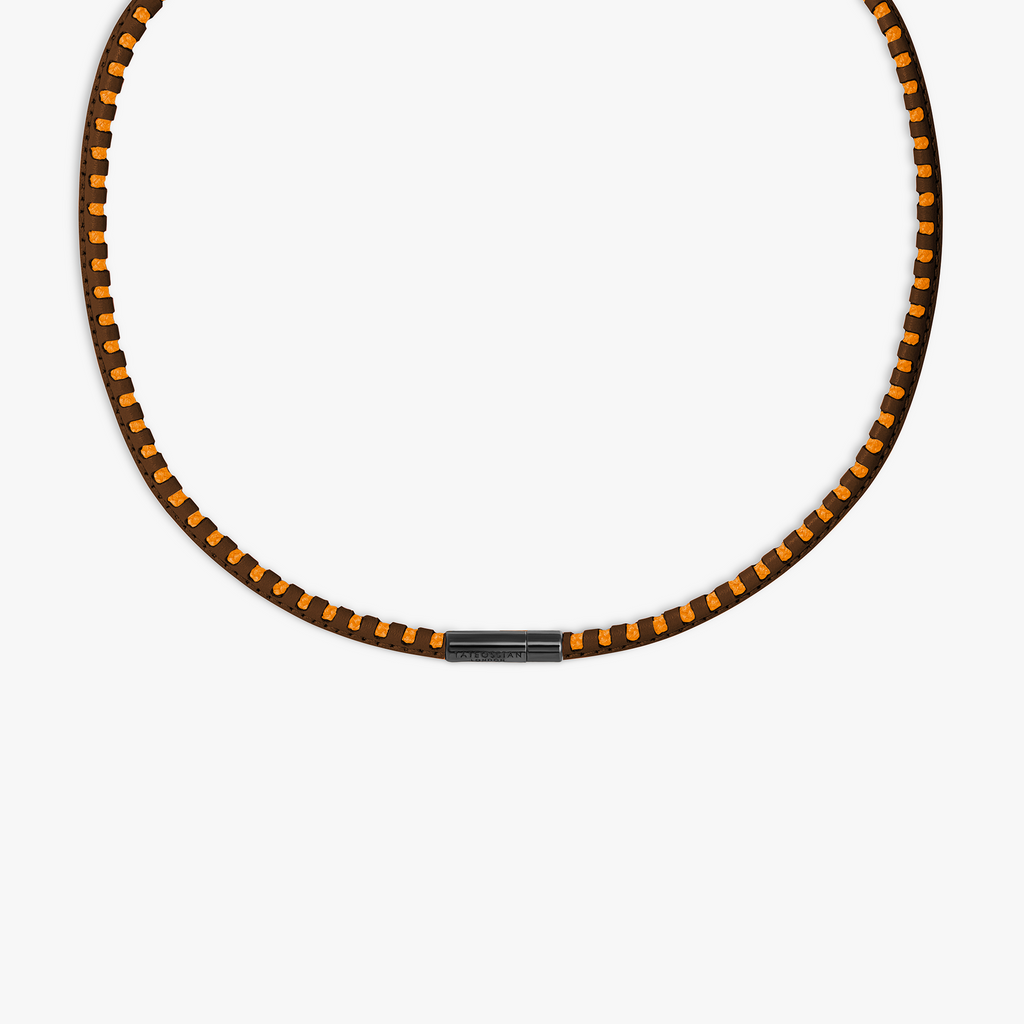 Mini Pop Perforated Pelle Necklace in Brown