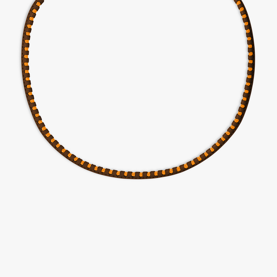 Mini Pop Perforated Pelle Necklace in Brown