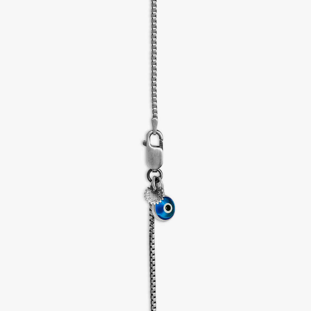 Bici Chain Pendant Necklace in Sterling Silver with Blue Macramé