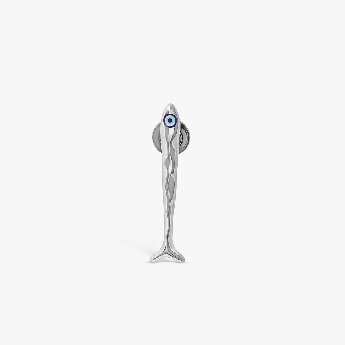 Feng Shui Fish Brooch Pin in Rhodium-Plated Sterling Silver