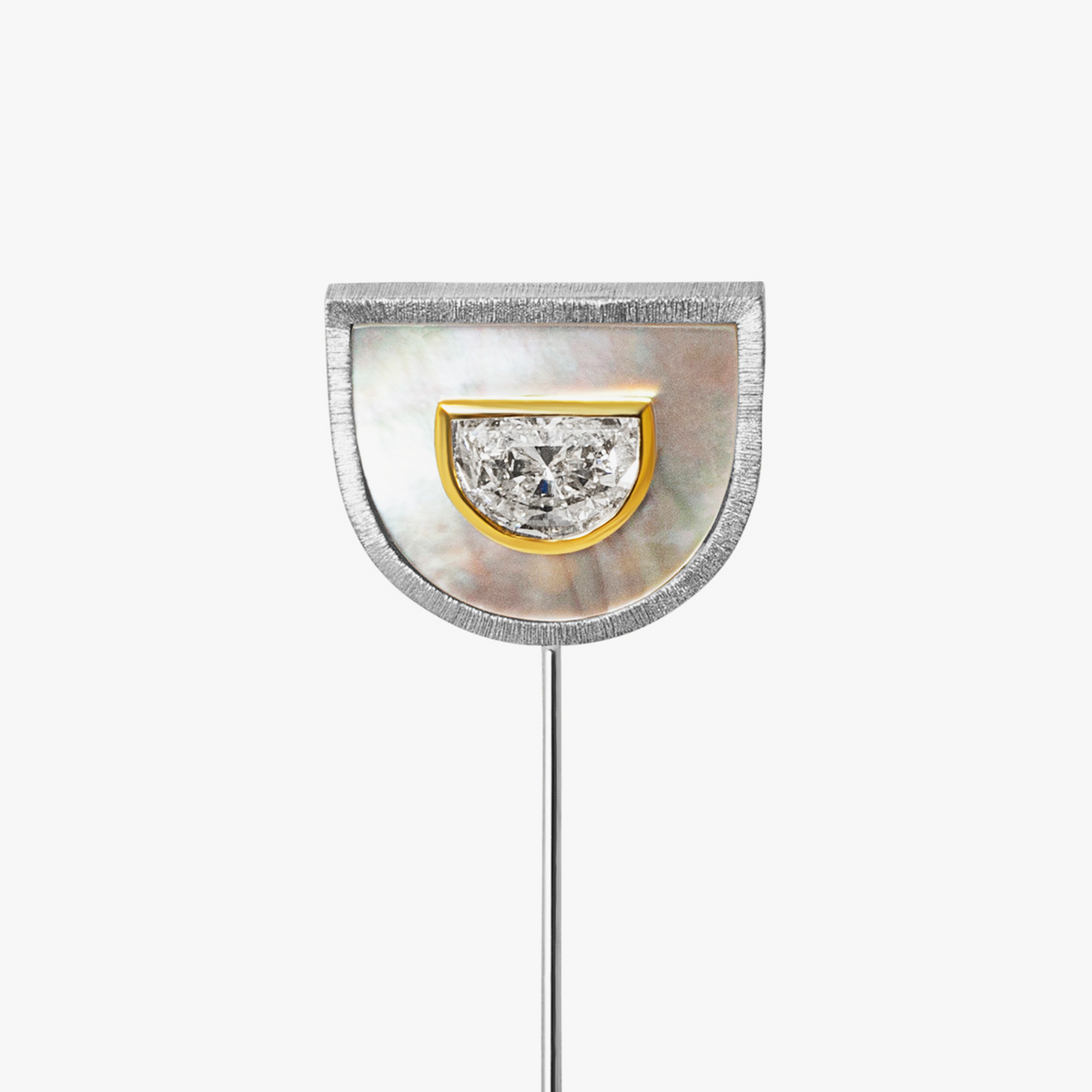 Art Deco Mezzaluna Diamond & Mother of Pearl Lapel Pin