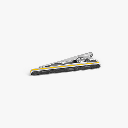 Automobili Lamborghini Hex Tie Clip In Forged Carbon Fibre with Black & Yellow Enamel