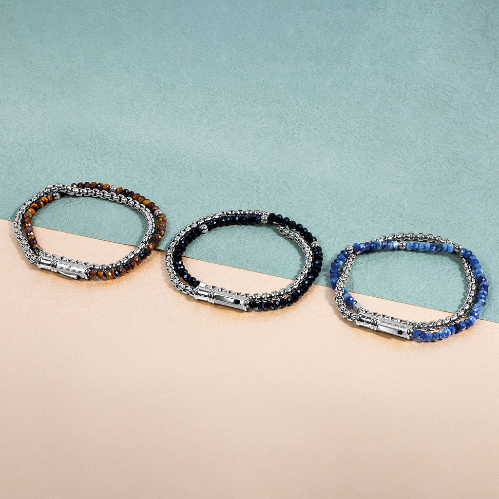 THOMPSON Lucky Clover Double Wrap Bracelet With Tiger Eye