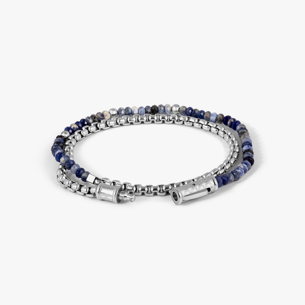 THOMPSON Lucky Clover Double Wrap Bracelet With Blue Sodalite