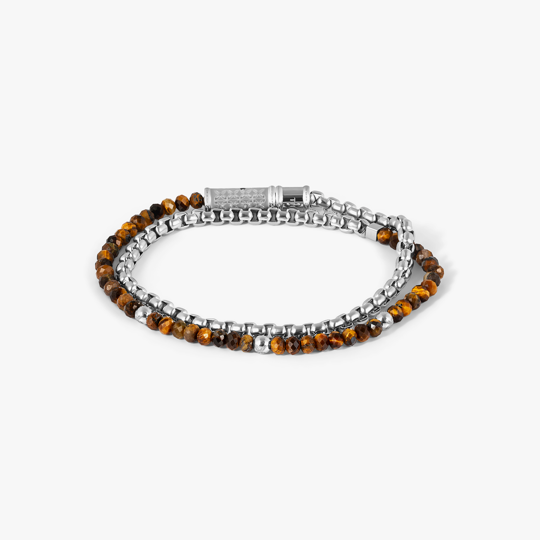 THOMPSON Lucky Clover Double Wrap Bracelet With Tiger Eye