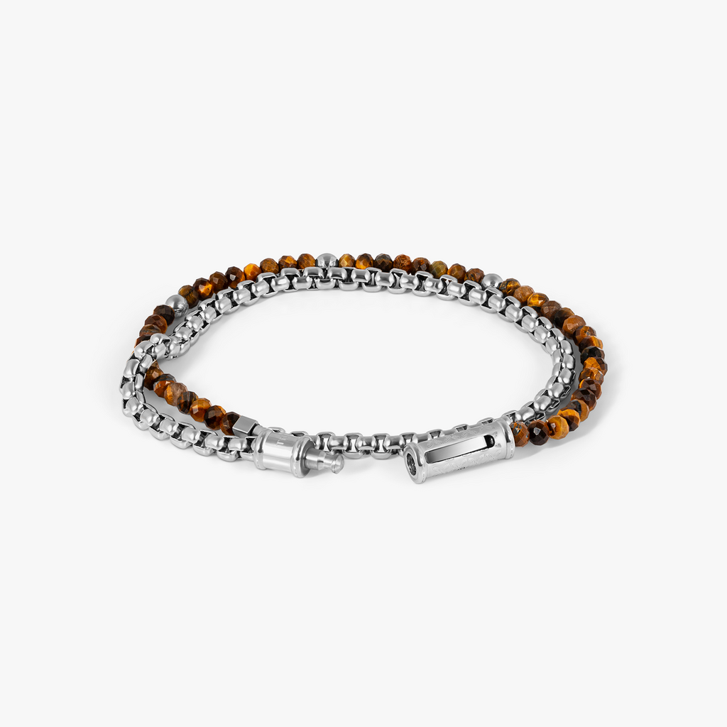 THOMPSON Lucky Clover Double Wrap Bracelet With Tiger Eye