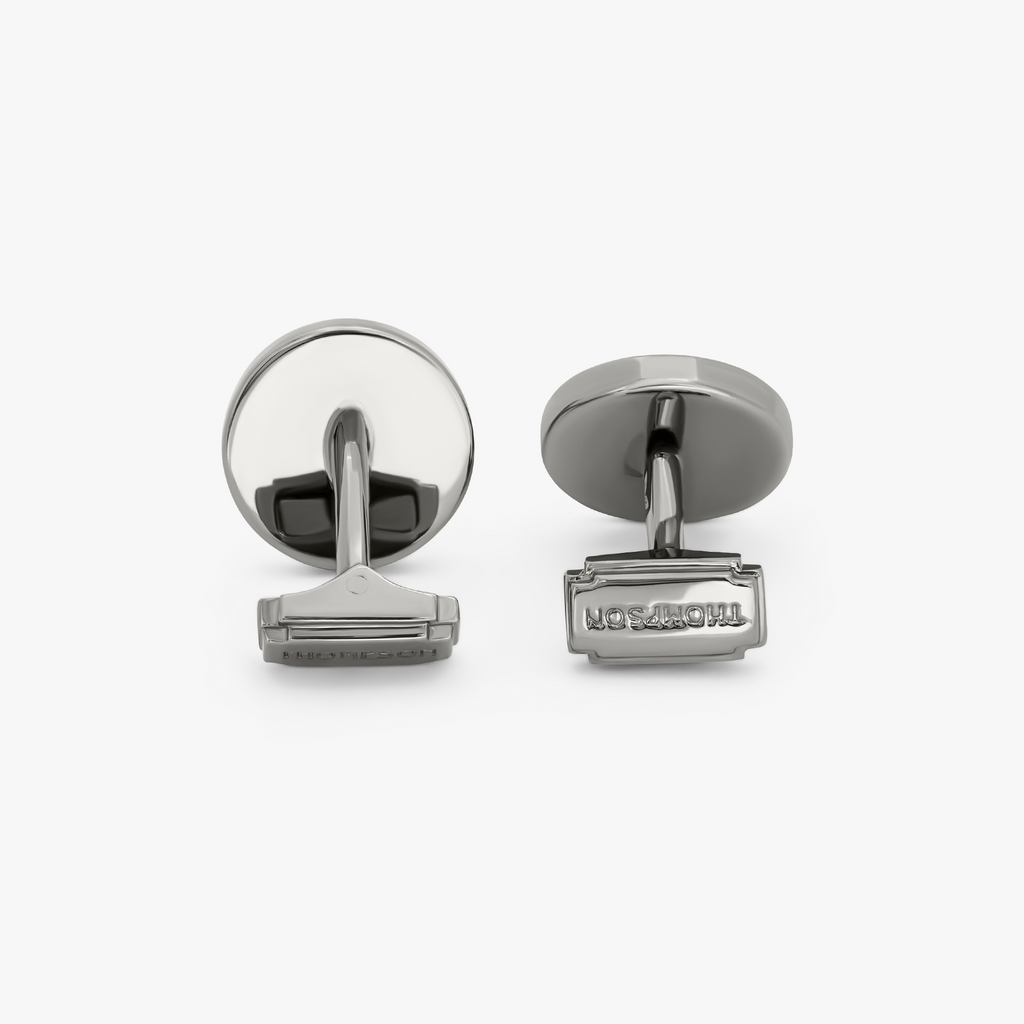THOMPSON Mandala Cufflinks With Gray Enamel