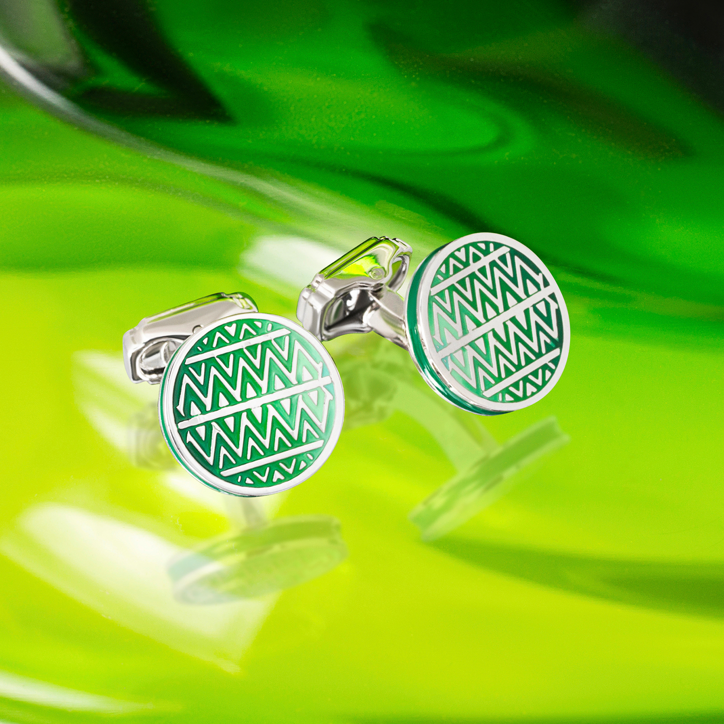 THOMPSON Cairo Cufflinks With Green Enamel