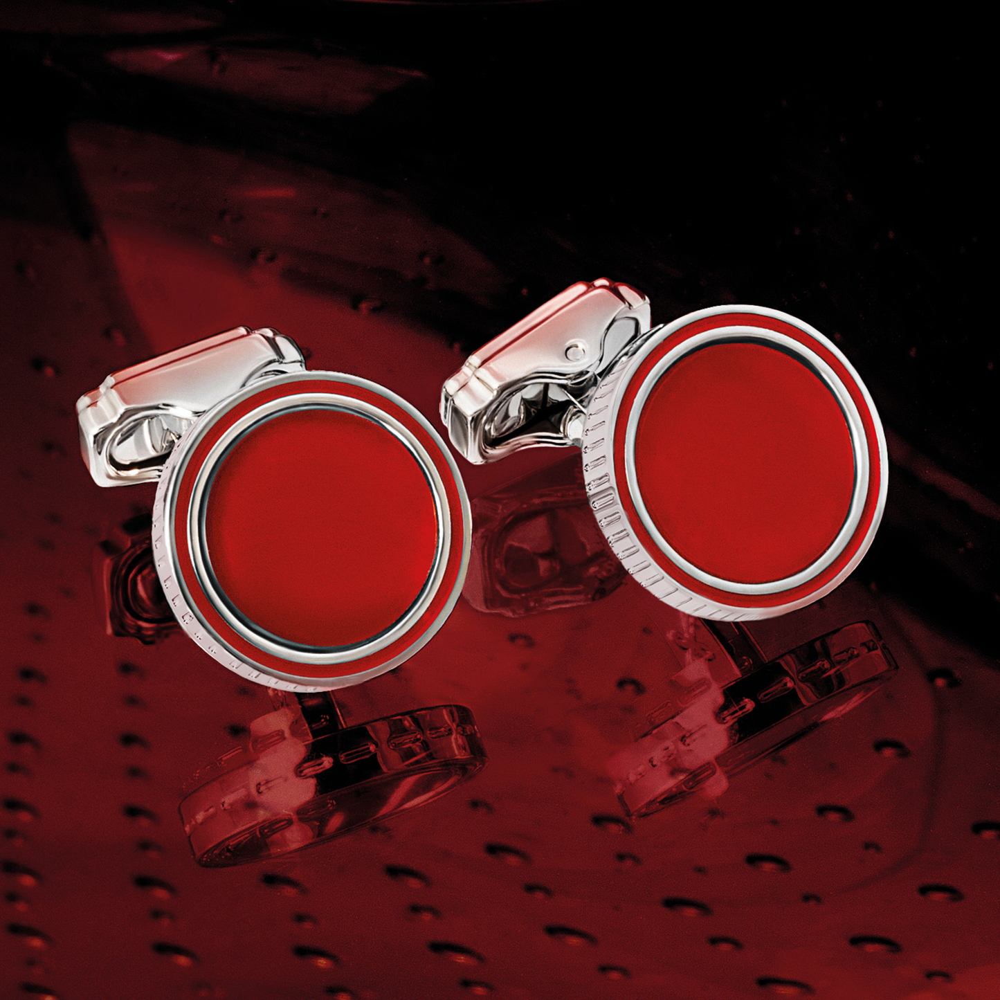 THOMPSON Tambor Cufflinks With Red Jade