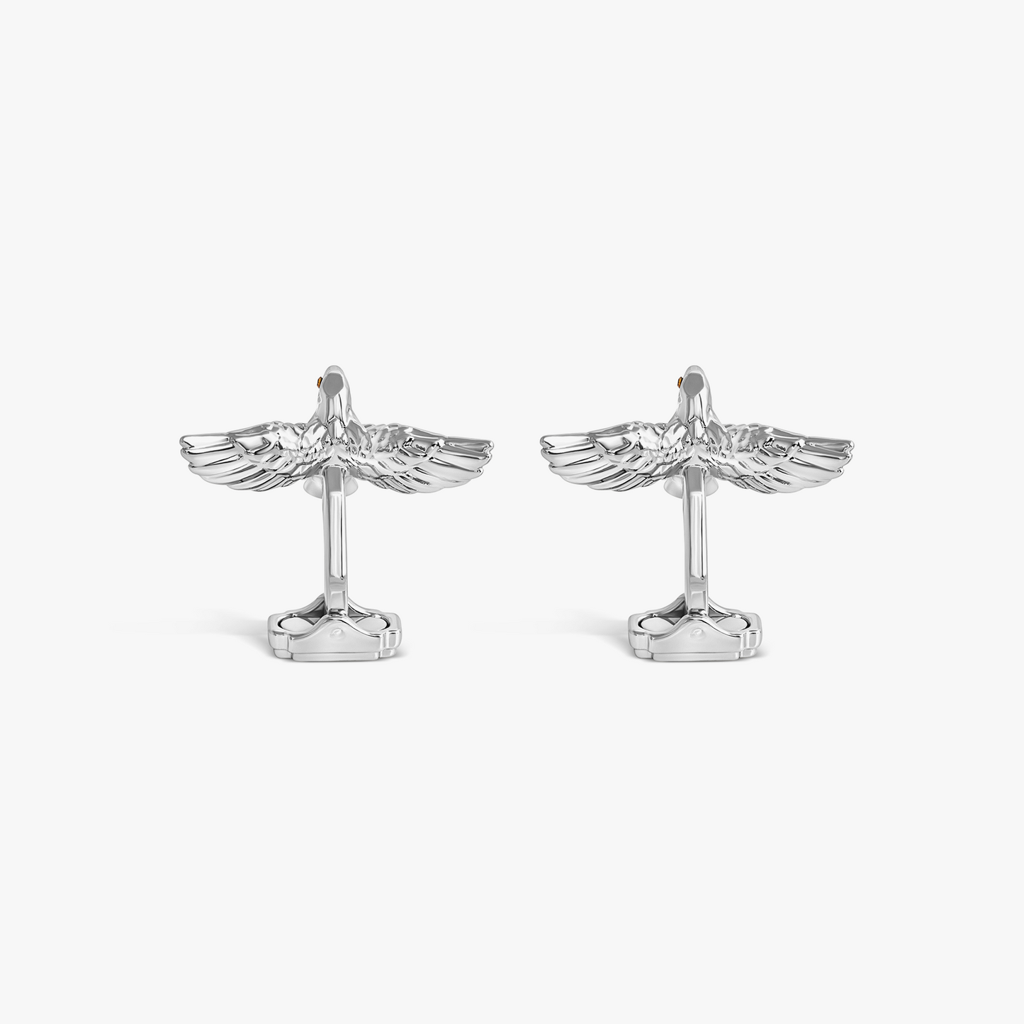 Thompson Eagle Cufflinks In Palladium plated Base Metal With Brown Swarovski Crystal