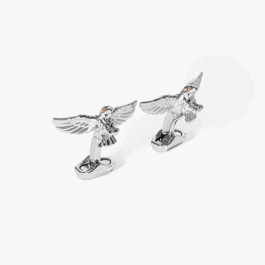 Thompson Eagle Cufflinks In Palladium plated Base Metal With Brown Swarovski Crystal