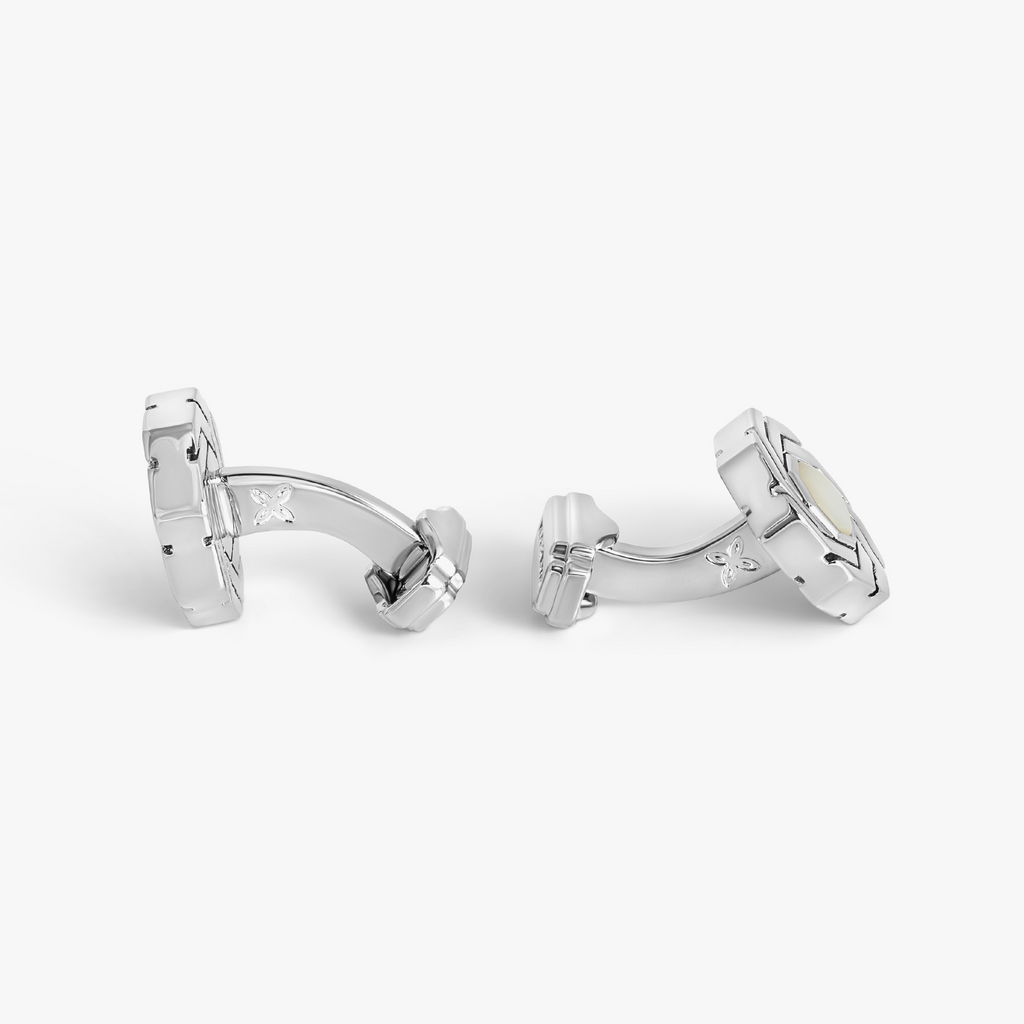 Thompson Octagon Insignia Cufflink in Palladium Plated with Onyx