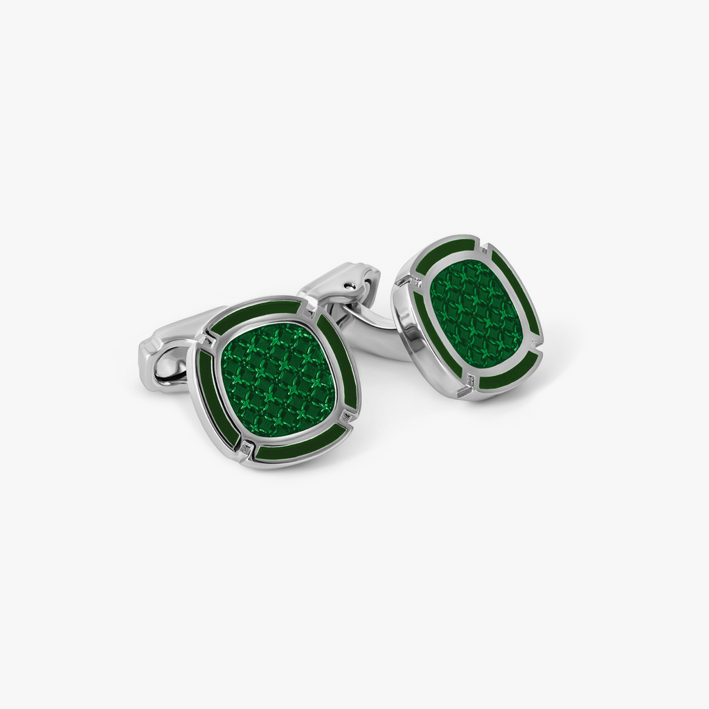 THOMPSON Cushion Enamel Cufflink in Green
