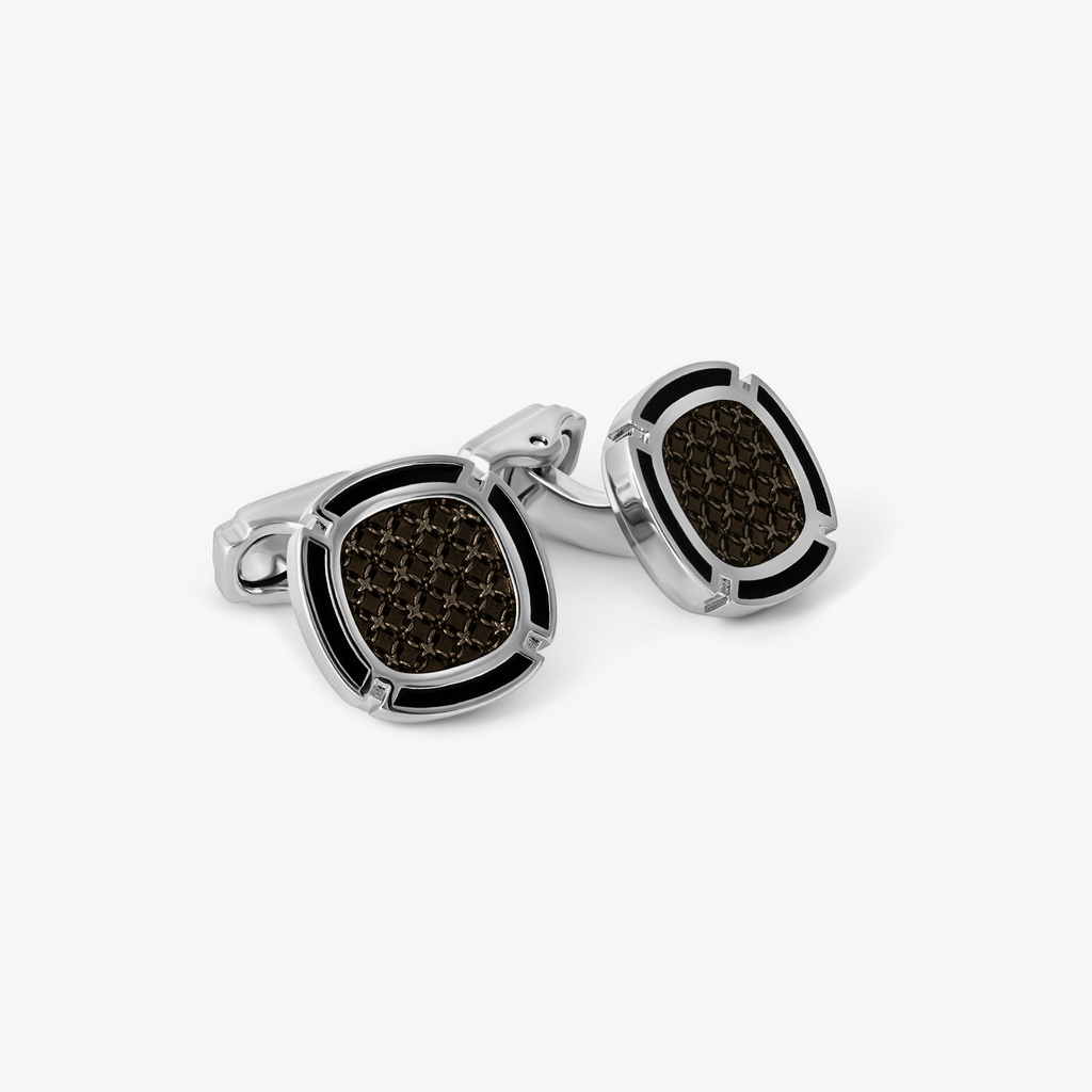 THOMPSON Cushion Enamel Cufflink in Black