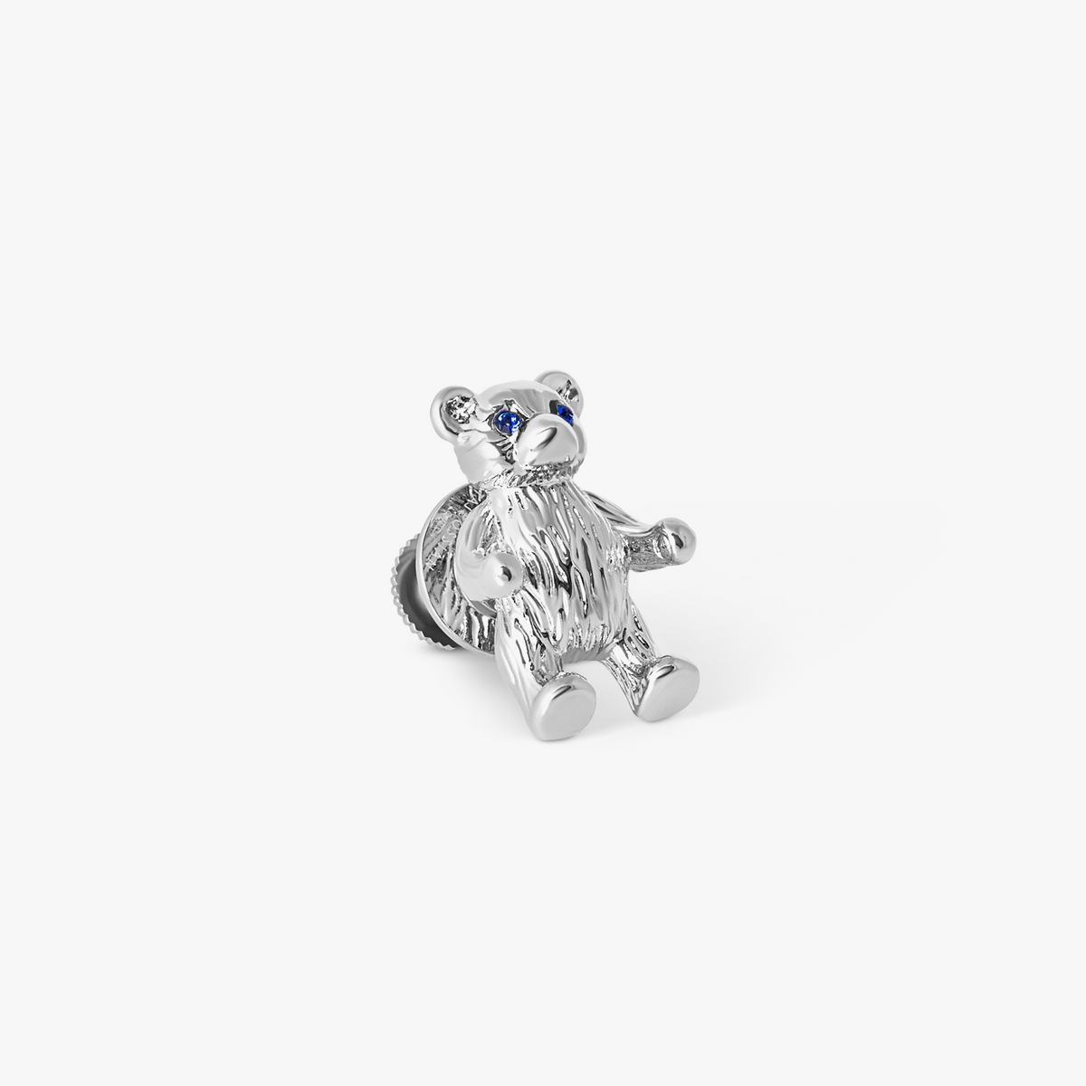 THOMPSON Teddy Bear Pin in palladium-plated with Blue Swarovski Crystal