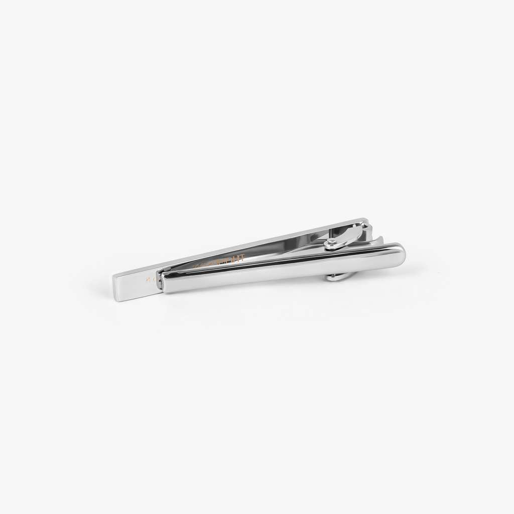 THOMPSON Carbon Fibre Tie Clip In White Bronze plated Base Metal With Black Carbon Fibre