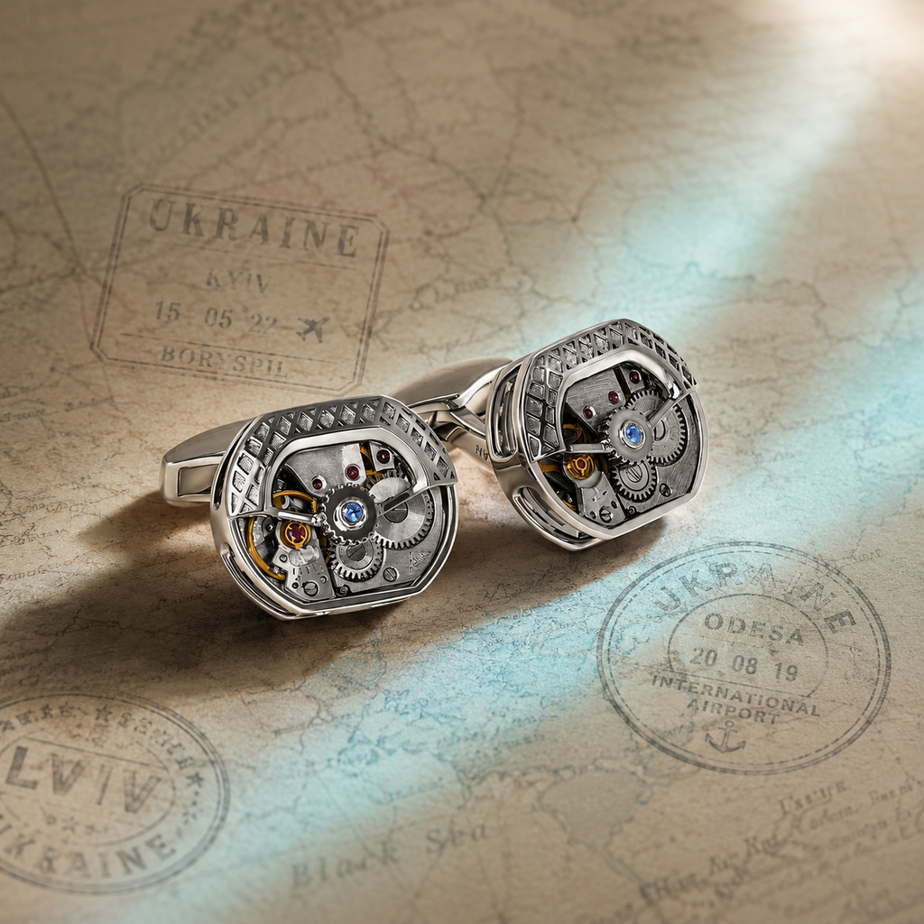 Tonneau Skeleton Cufflinks In Rhodium Plated Silver (Limited Edition)