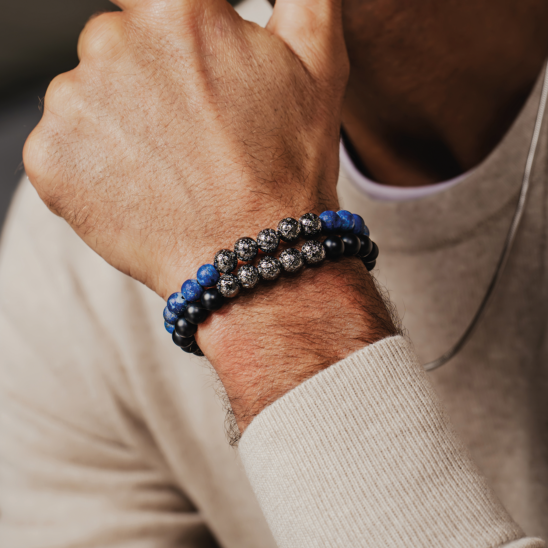 Vesuvius Bracelet In IP Plated Stainless Steel With Black Agate