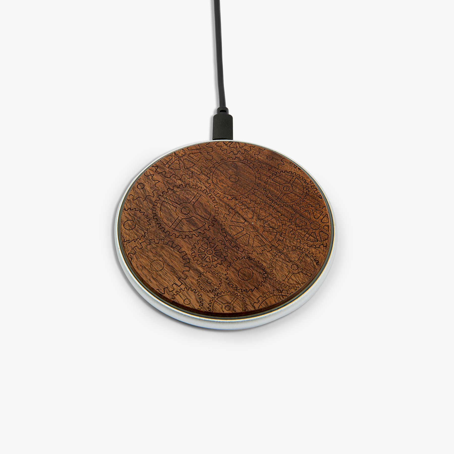 Gear Wireless phone charger in black walnut wood