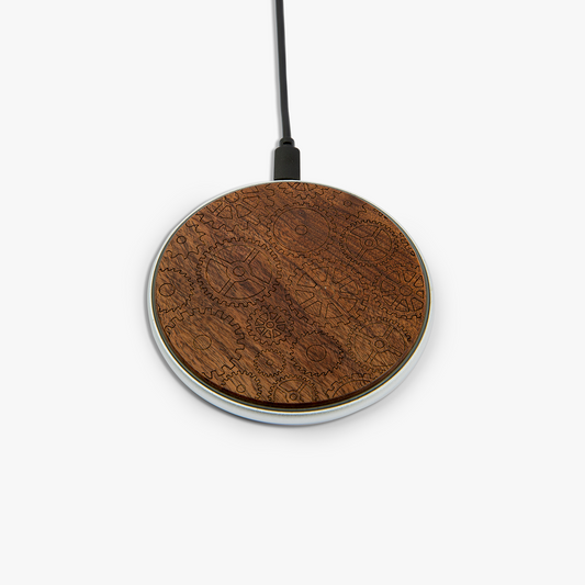 Gear Wireless phone charger in black walnut wood