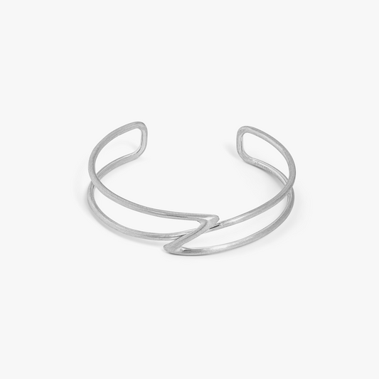 Flowa bangle in brushed ruthenium plated sterling silver