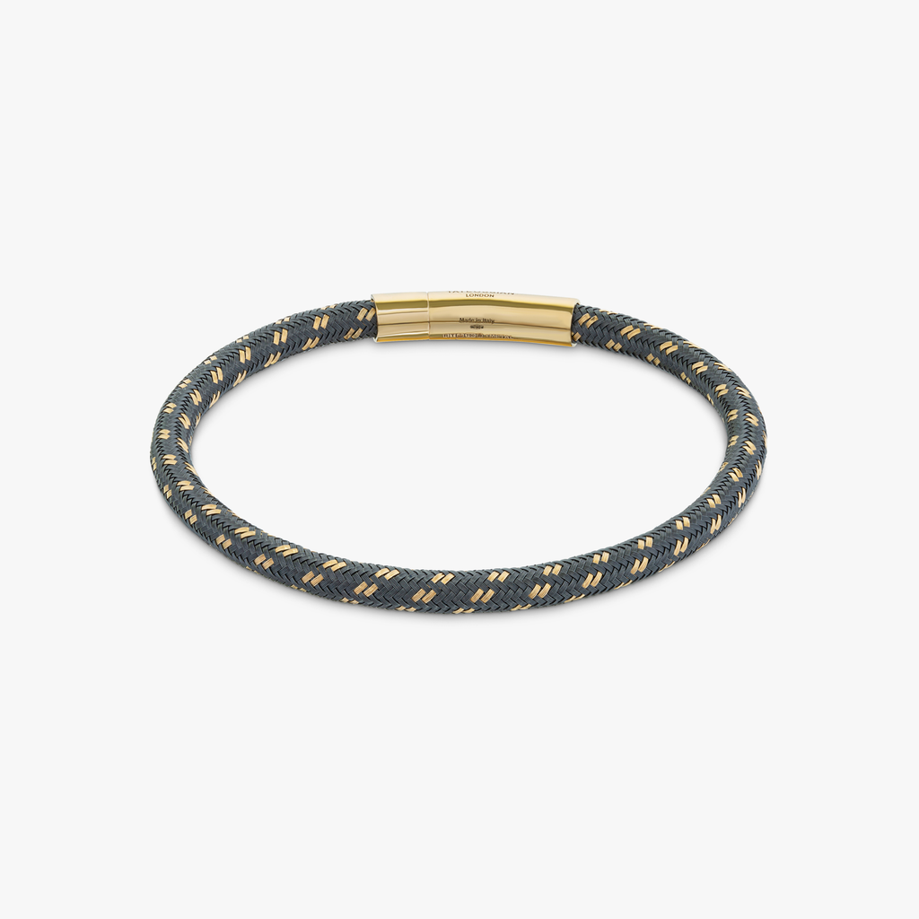 Chalif bracelet in woven gold and grey steel with 18k gold