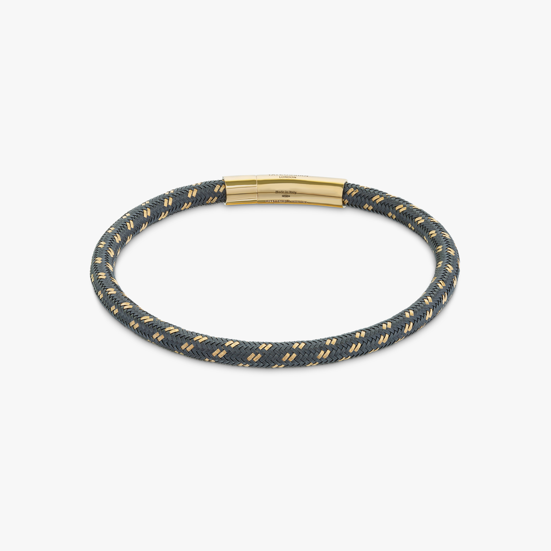 Chalif bracelet in woven gold and grey steel with 18k gold