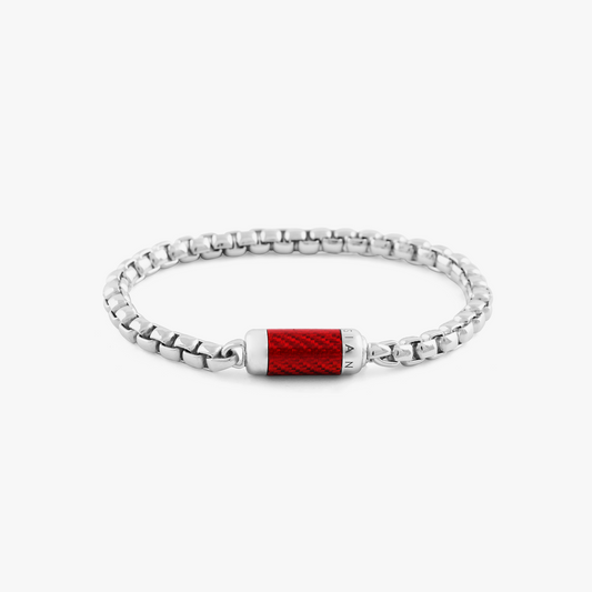 Montecarlo Silver Chain Bracelet in Red