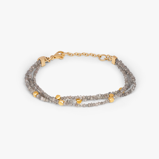 Rough grey diamond bracelet with 18k gold