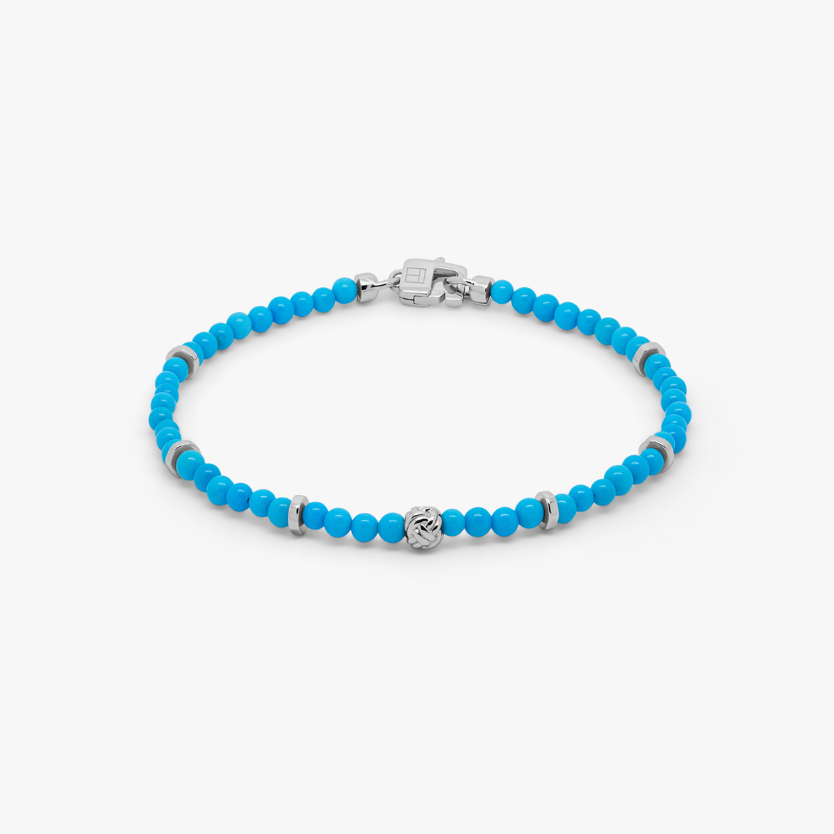 Nodo Beaded Bracelet Rhodium Plated Silver Sleeping Beauty