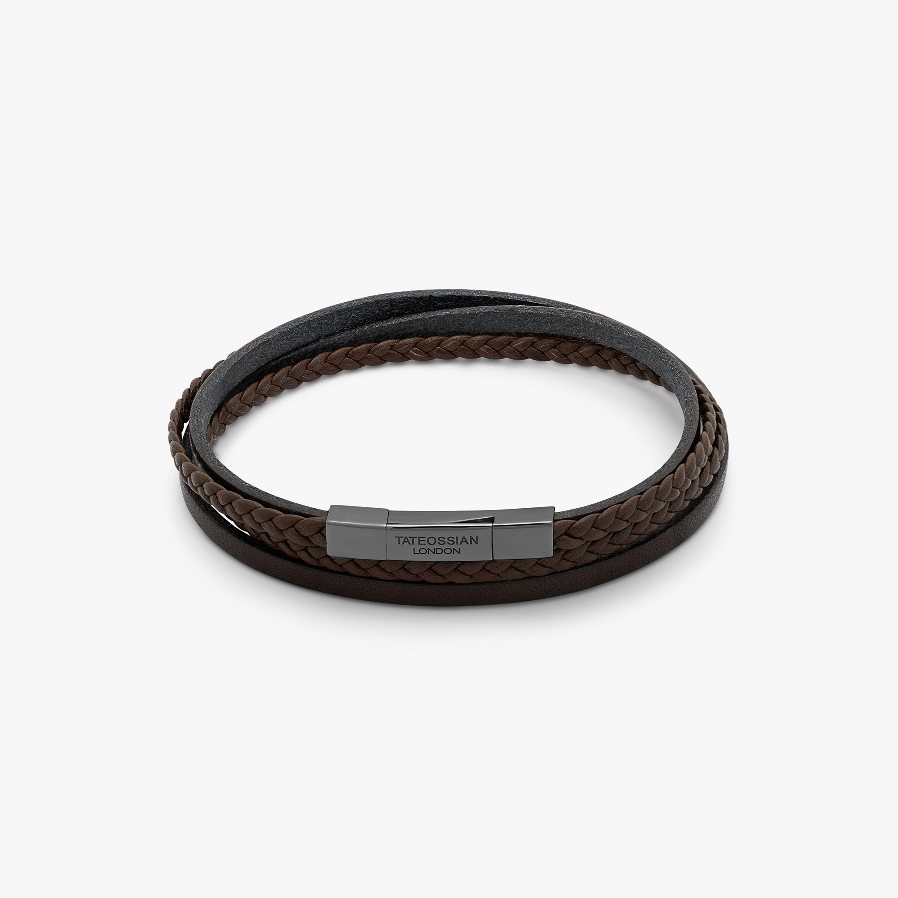Mini Click Fettuccine Multi Strand Leather Bracelet