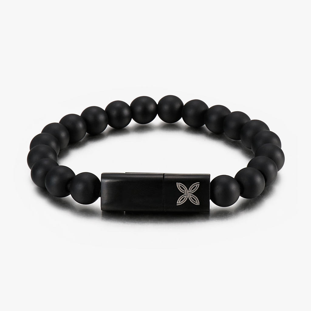 THOMPSON Lightning USB bracelet with onyx beads