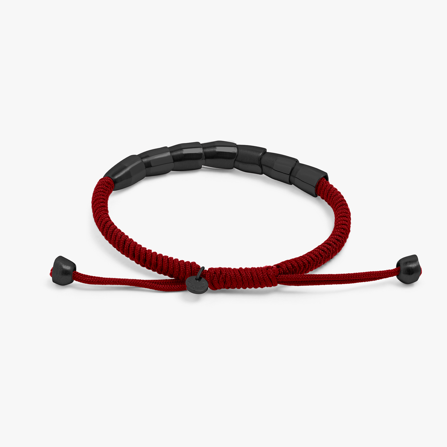 ZAHA HADID DESIGN TORQ MACRAMe BRACELET in brushed Black IP & Burgundy Macrame