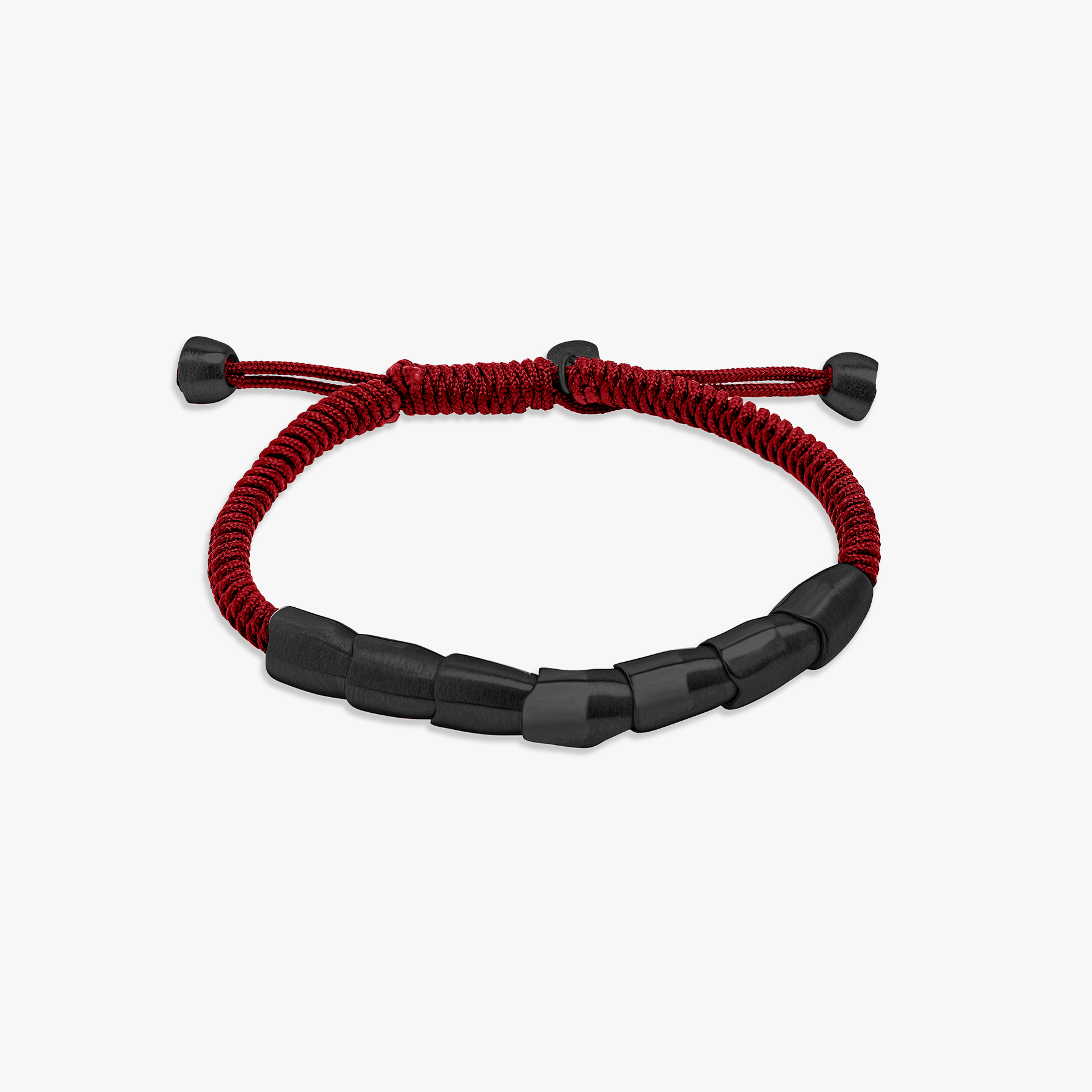 ZAHA HADID DESIGN TORQ MACRAMe BRACELET in brushed Black IP & Burgundy Macrame