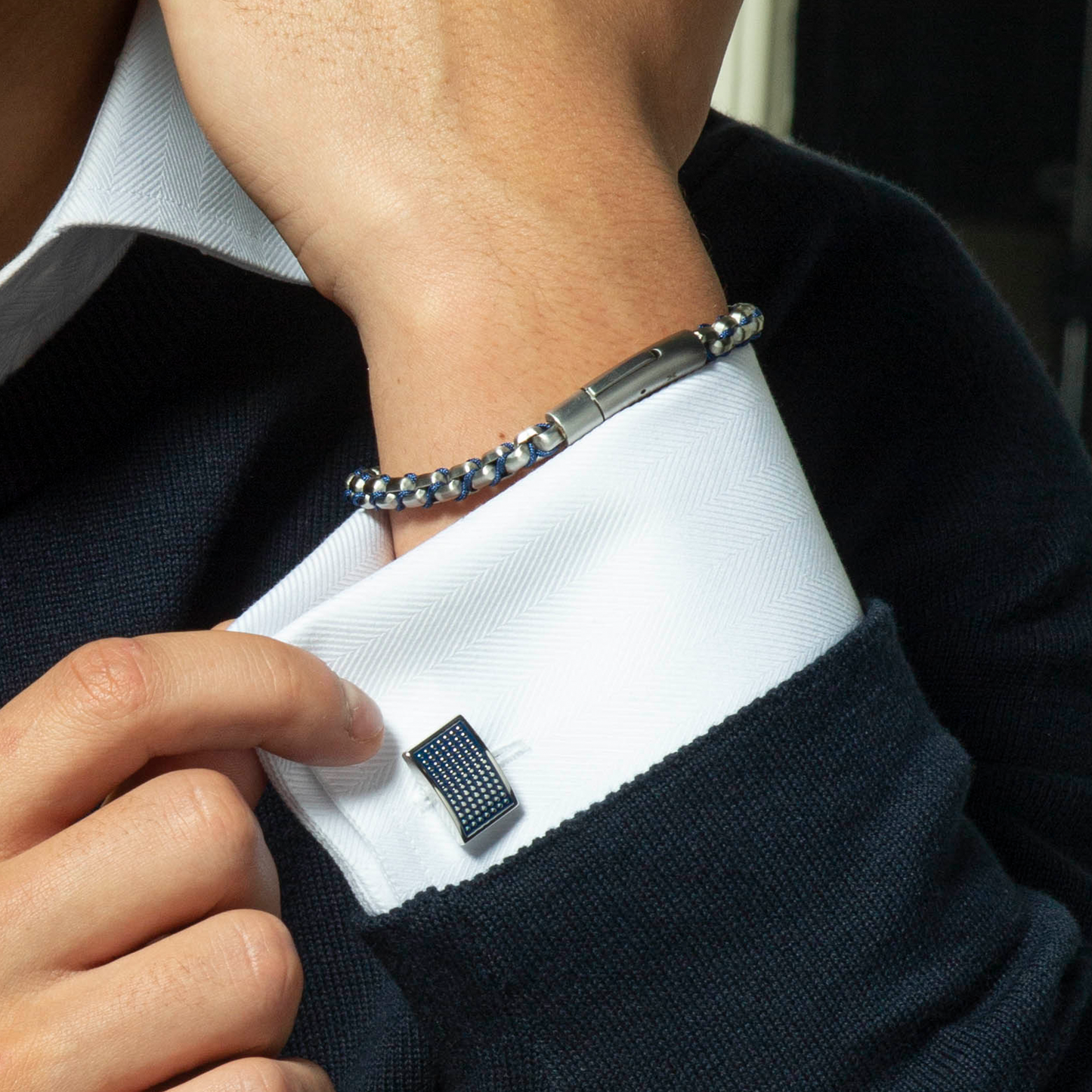 Thompson Box Chain Bracelet in Blue