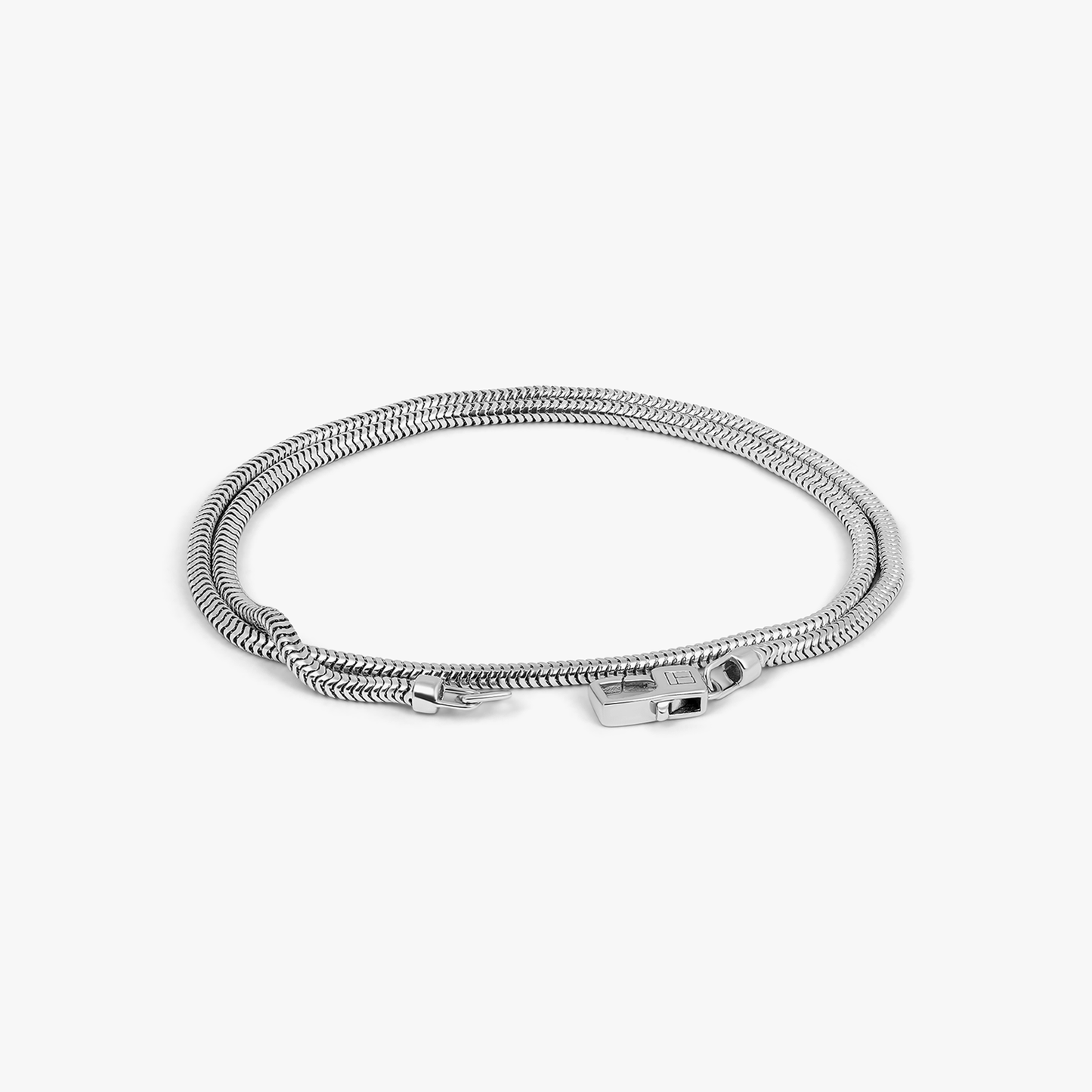 Serpente Chain Bracelet In Rhodium Plated Silver- 2.4MM