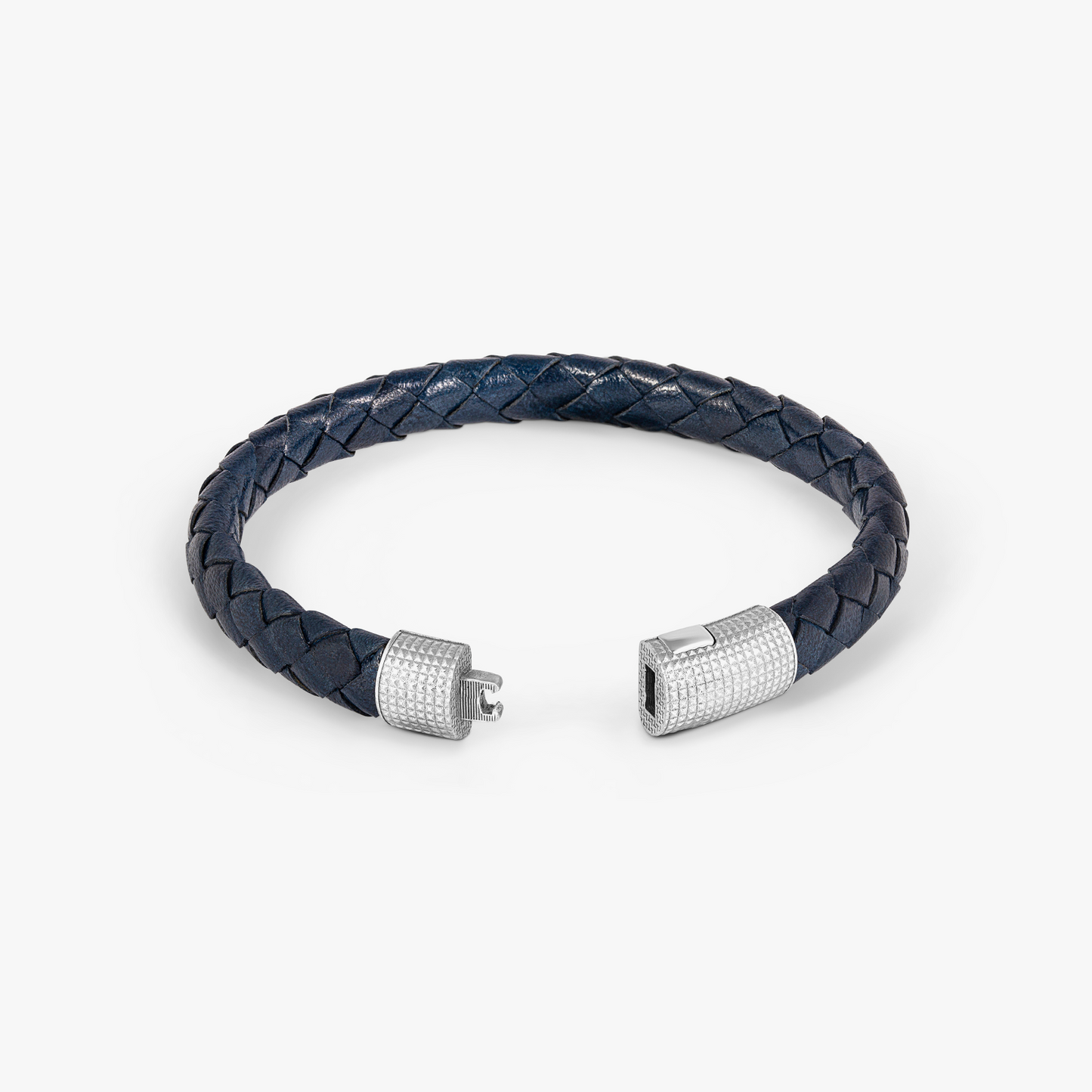 Giza Cobra Pelle Bracelet In Rhodium & Navy Leather