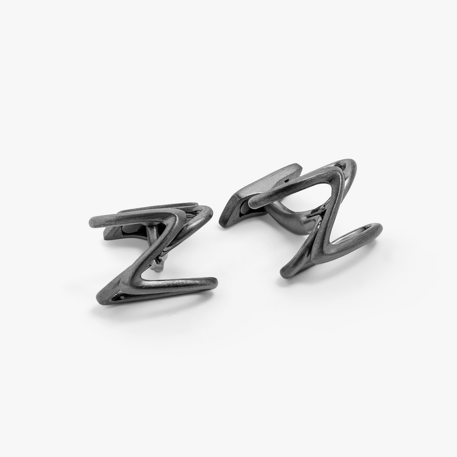 Flowa cufflinks in brushed black ruthenium plated sterling silver