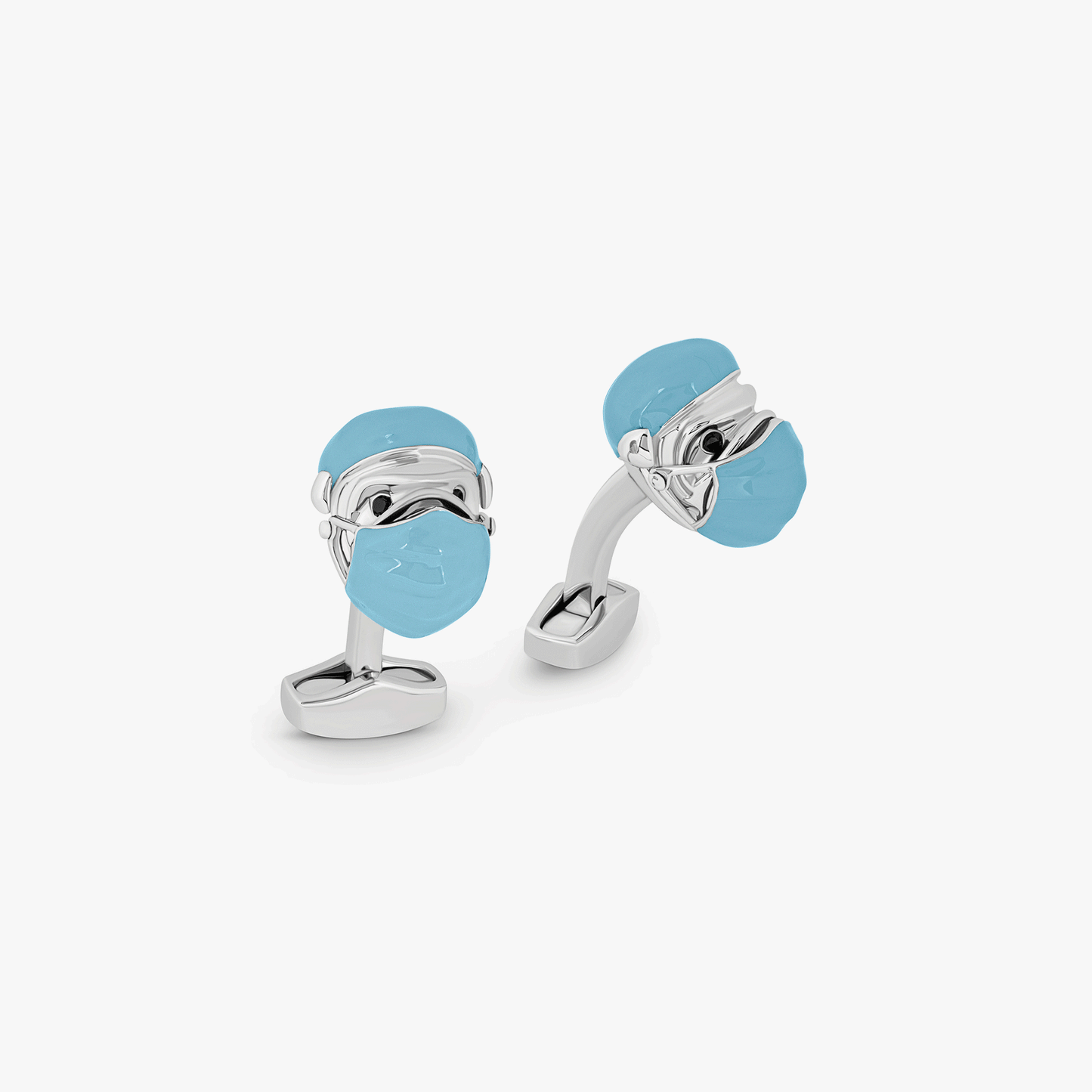 Doctor Bulldog cufflinks with blue Swarovski elements