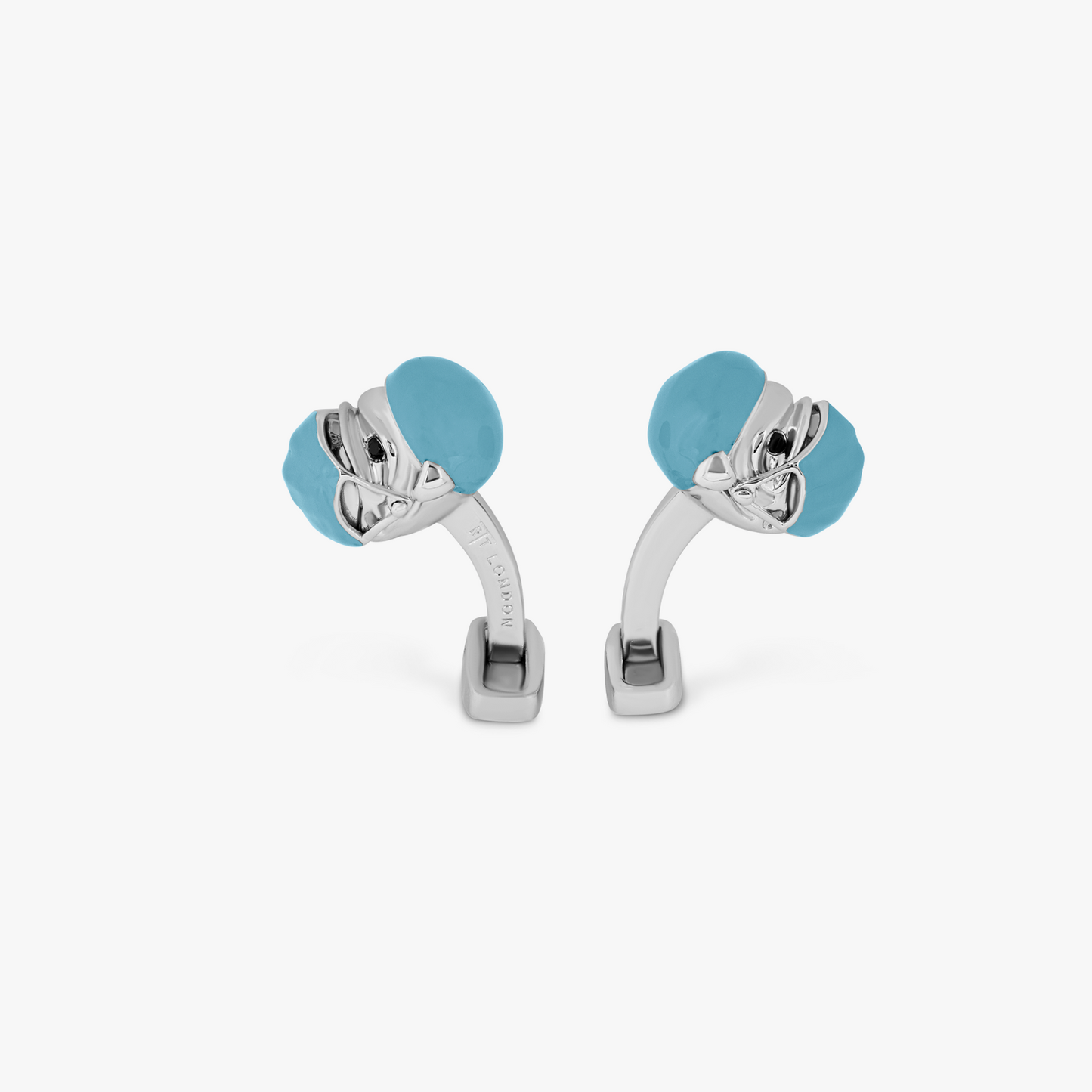Doctor Bulldog cufflinks with blue Swarovski elements