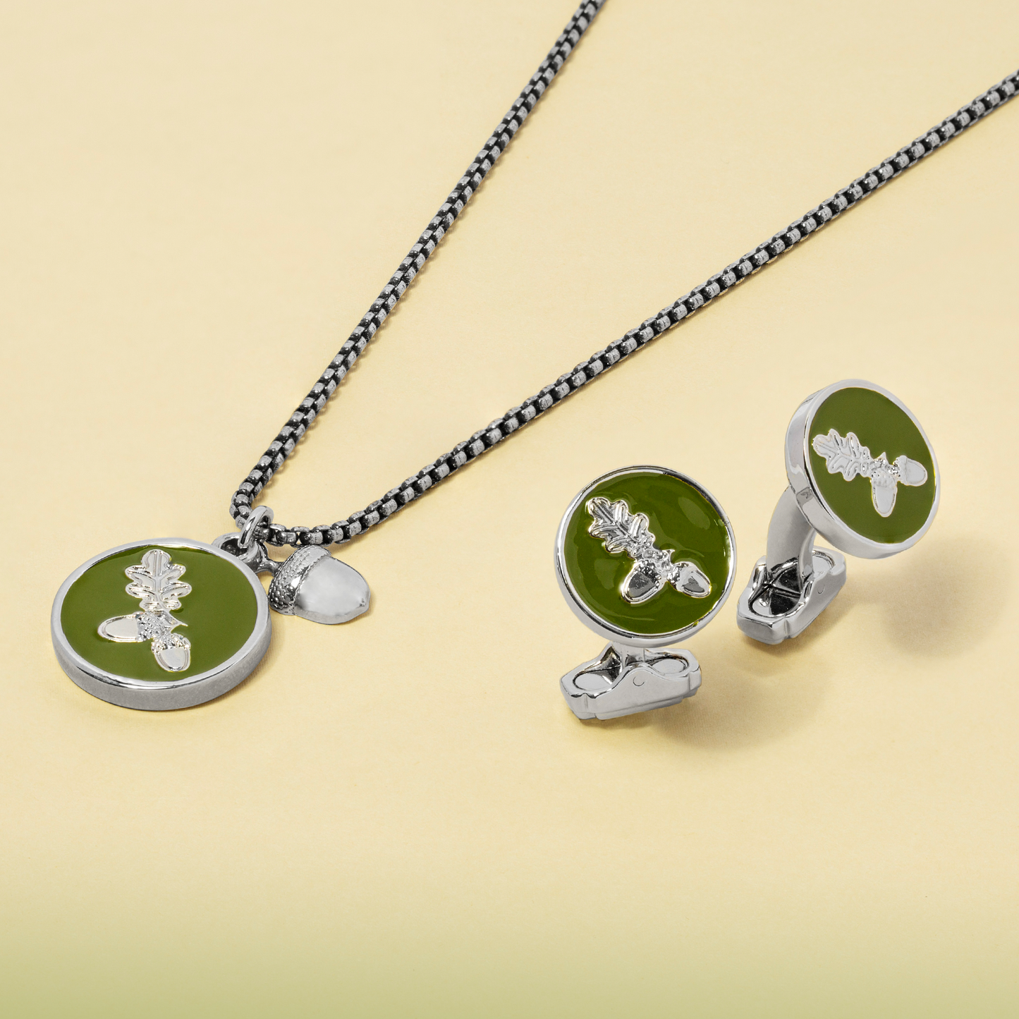 Thompson Fortuna Cufflink in White Bronze plated