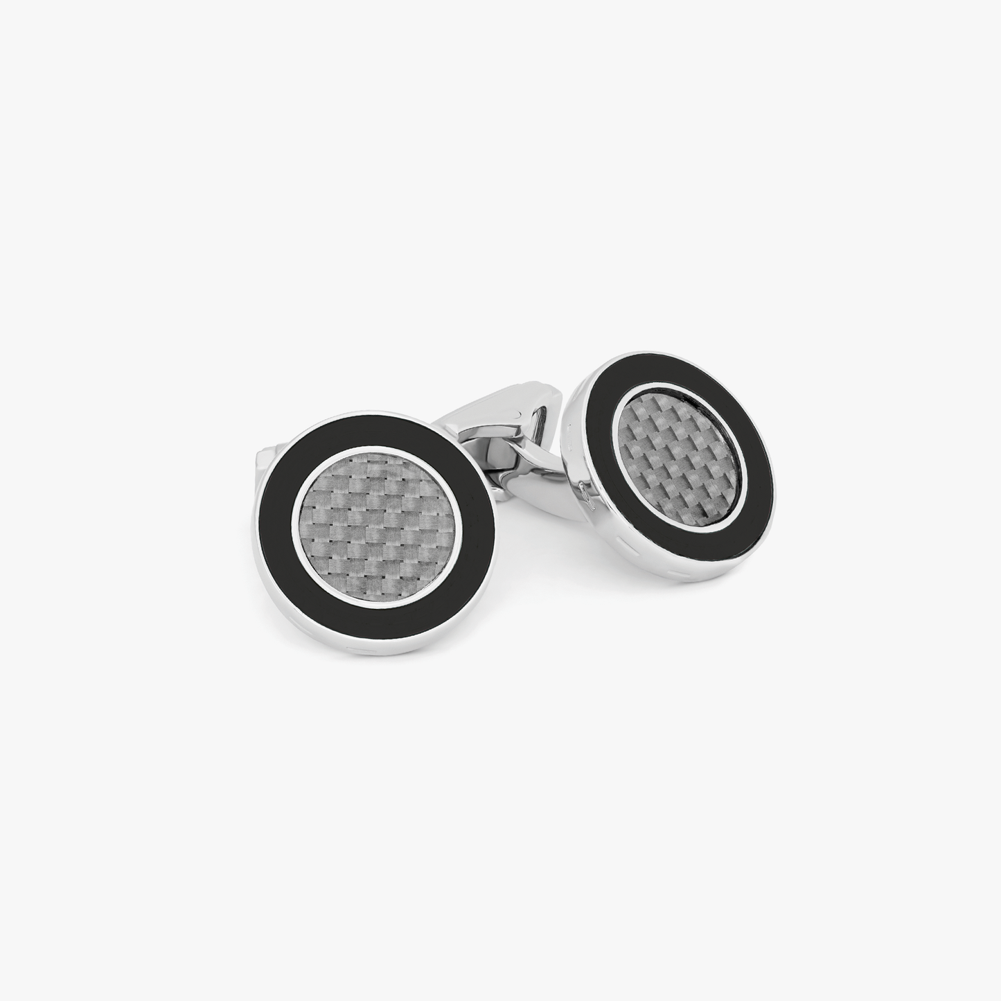 THOMPSON Carbon Redondo Cufflinks In Palladium plated Base Metal With Grey Alutex