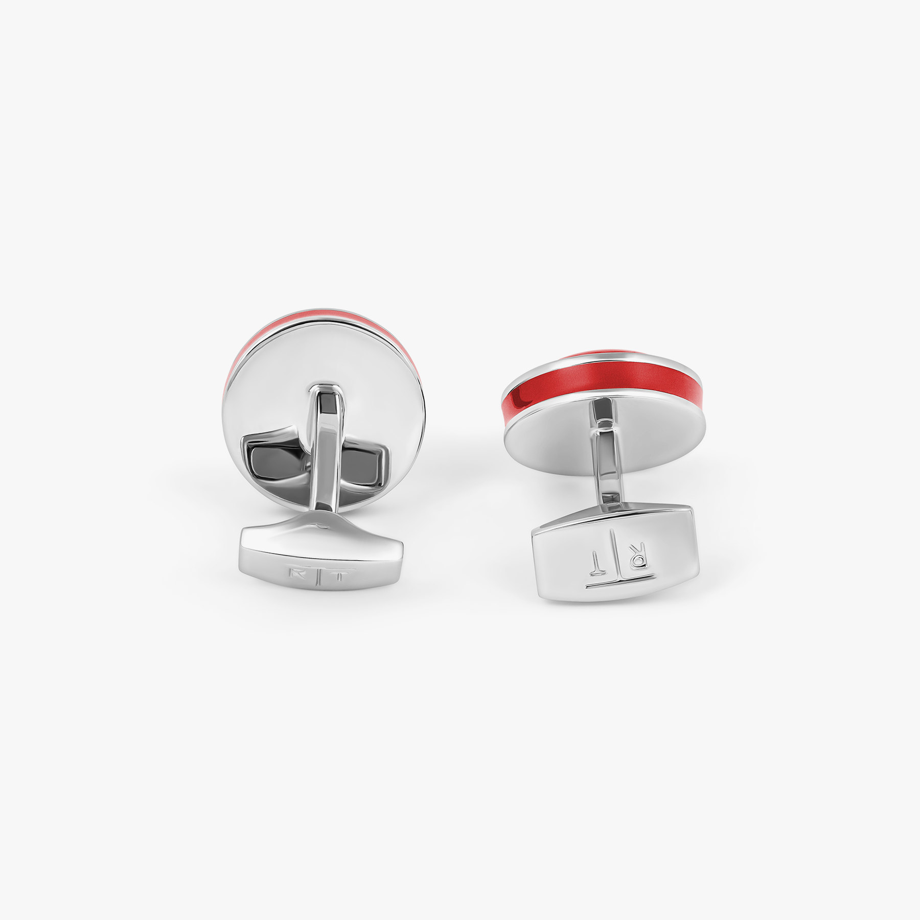 Milos Evil Eye Cufflinks in Red Enamel & White Mother of Pearl