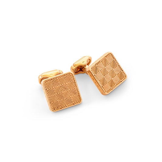 Thompson Diamond pattern Cufflink in rose gold plated