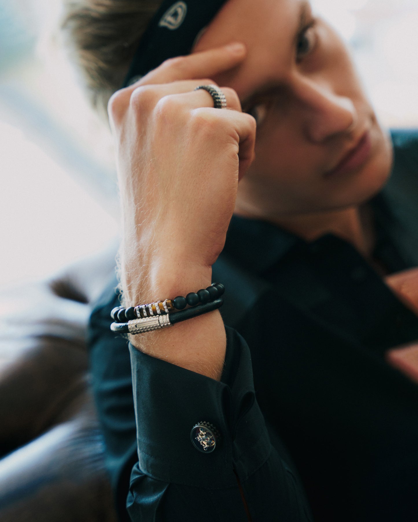 Giza Bracelet In Brown Tiger With Stainless Steel